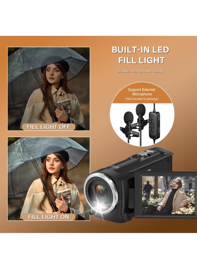 ديقيساند كاميرا رقمية محمولة بدقة 2.7K و56 ميجابكسل | زوم 16x + بطاريتين مزدوجتين + إضاءة LED | متعددة الاستخدامات لبث مباشر على يوتيوب والسفر والاجتماعات مع حبل كرتوني - Image 2